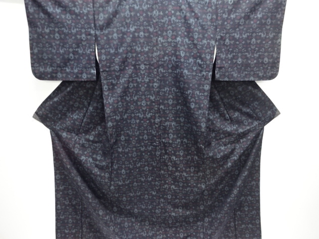 JAPANESE KIMONO / ANTIQUE KIMONO / SILK / TSUMUGI / WOVEN ABSTRACT PATTERN